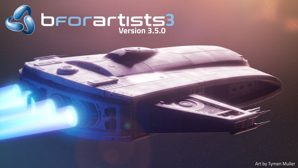 Bforartists 3.5.0 Splashscreen art by Tymen Muller, spaceship